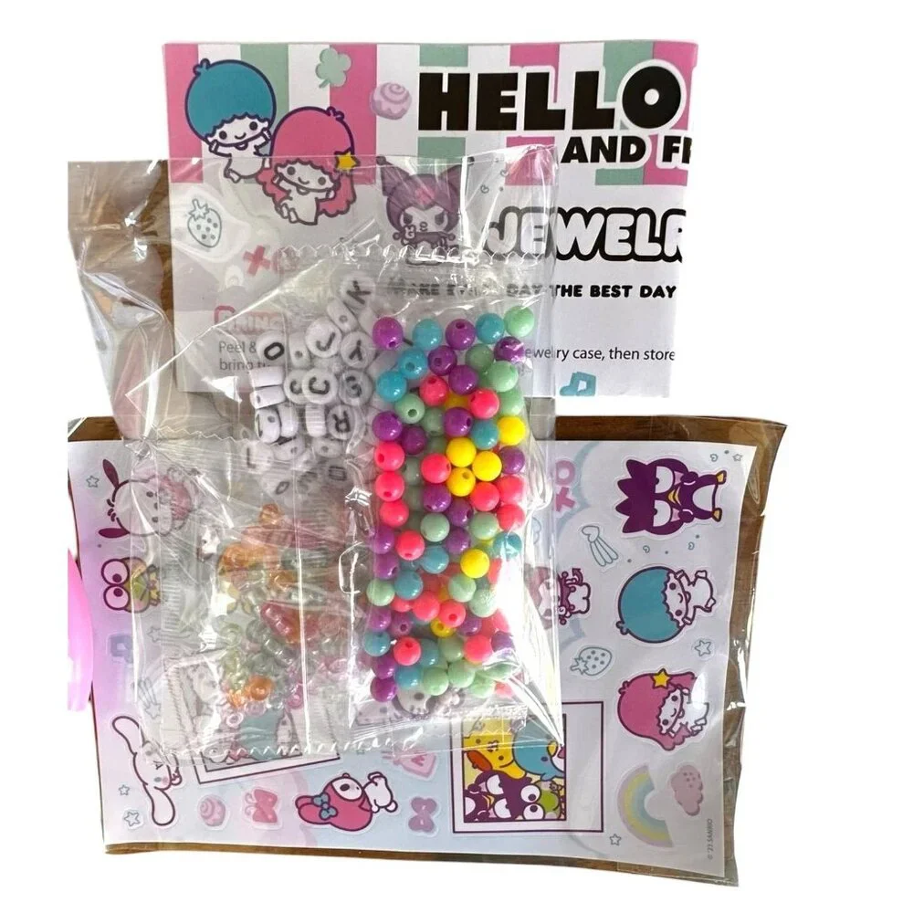 New Sanrio Hello Kitty Pink Jewelry Case With Acessories Craft Making DI…